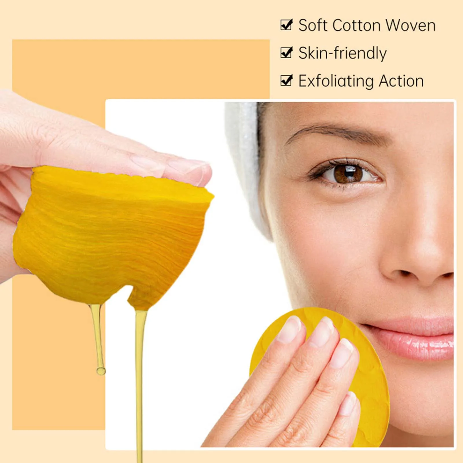 

Kojic Acid And Turmeric Cleansing Pads Deep Cleansing Face Cleansing Sponge Suitable for Face And Whole Body