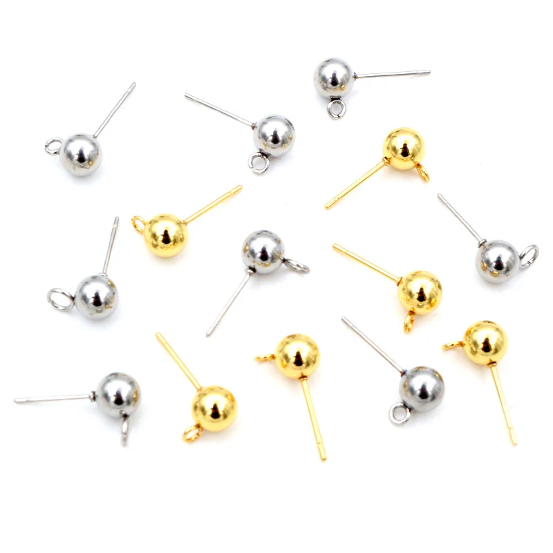 

30pcs 3/4/5/6mm 316 Stainless Steel Gold Pin Findings Stud Earring Basic Pins Stoppers Connector For DIY Jewelry Making Supplies