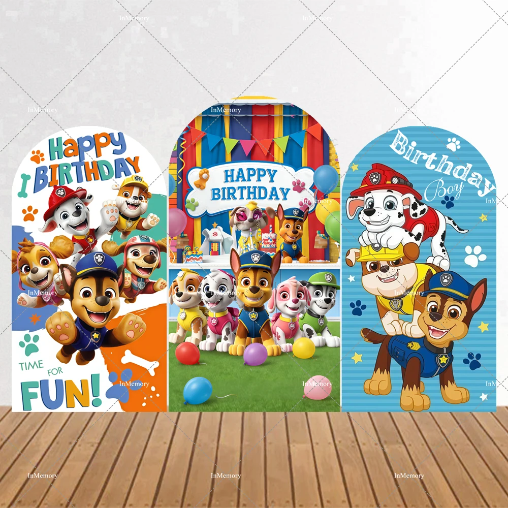 21 Options Cartoon Paw Patrol Arch Backdrop Cover Kids Welcome to Adventure Birthday Backgrounds Puppy Power Banner 2-sided