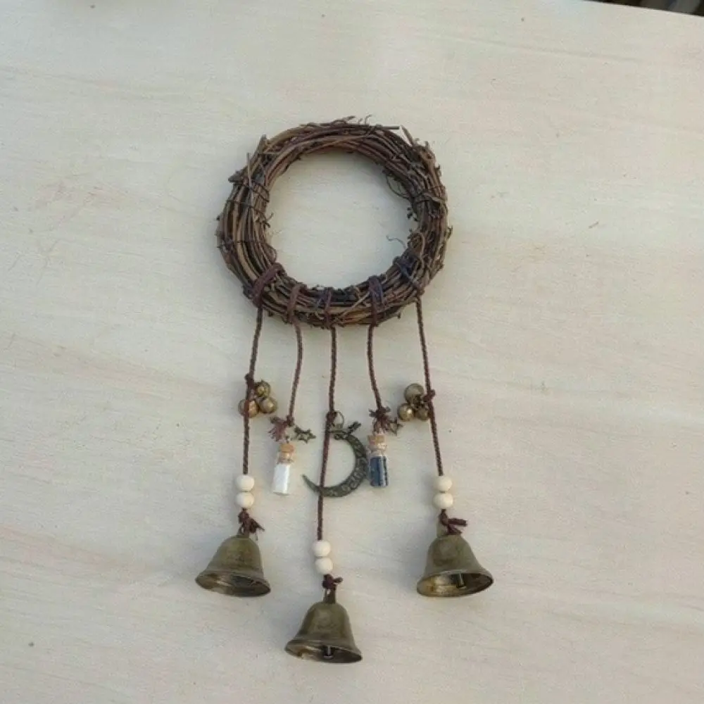 Vintage Wood Protection Bell Ornament Hanging Chime Wiccan Decoration For Home Door Window Blessing Craft Supplies