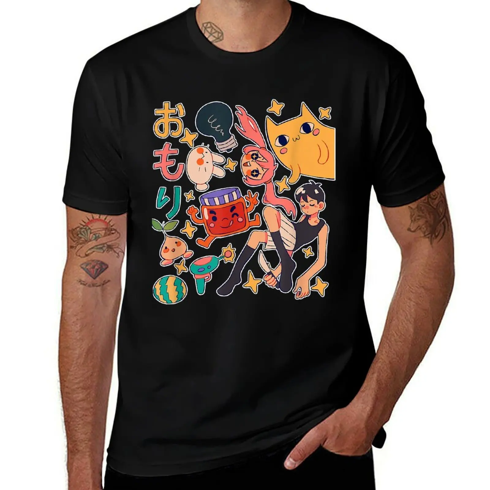 

Vintage Omori Anime Arts Vaporwave Characters Playing Gaming T-Shirt Plus Size Everyday Tee Shirt