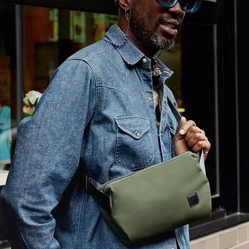 

Мужская уличная нагрудная сумка 5л, большая вместительная противоугонная сумка через плечо для путешествий, спорта, пешего туризма, езды на велосипеде, водонепроницаемая ‌ Холст