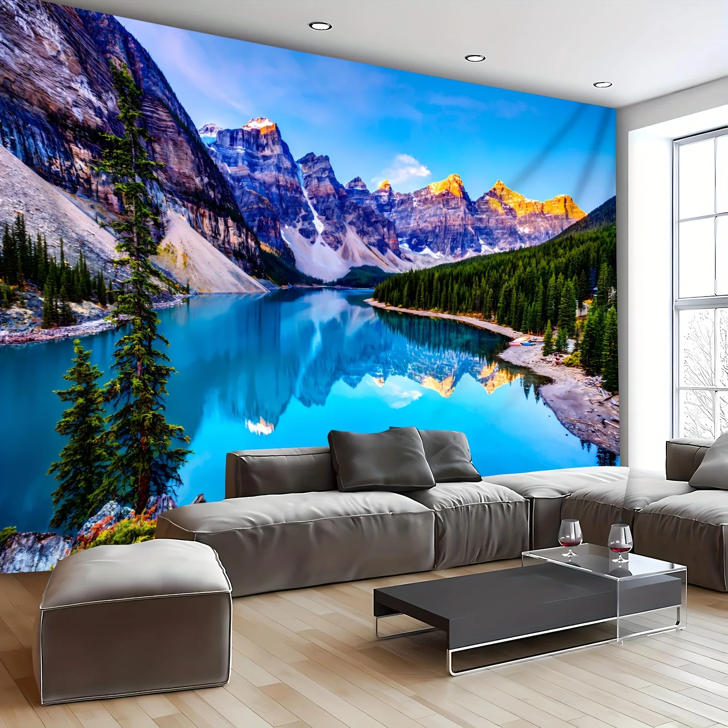 Tapisserie de paysage à couper le souffle: traiter l'épendor de la nature, tissu de fond de décoration murale, décoration de maison de chambre à coucher