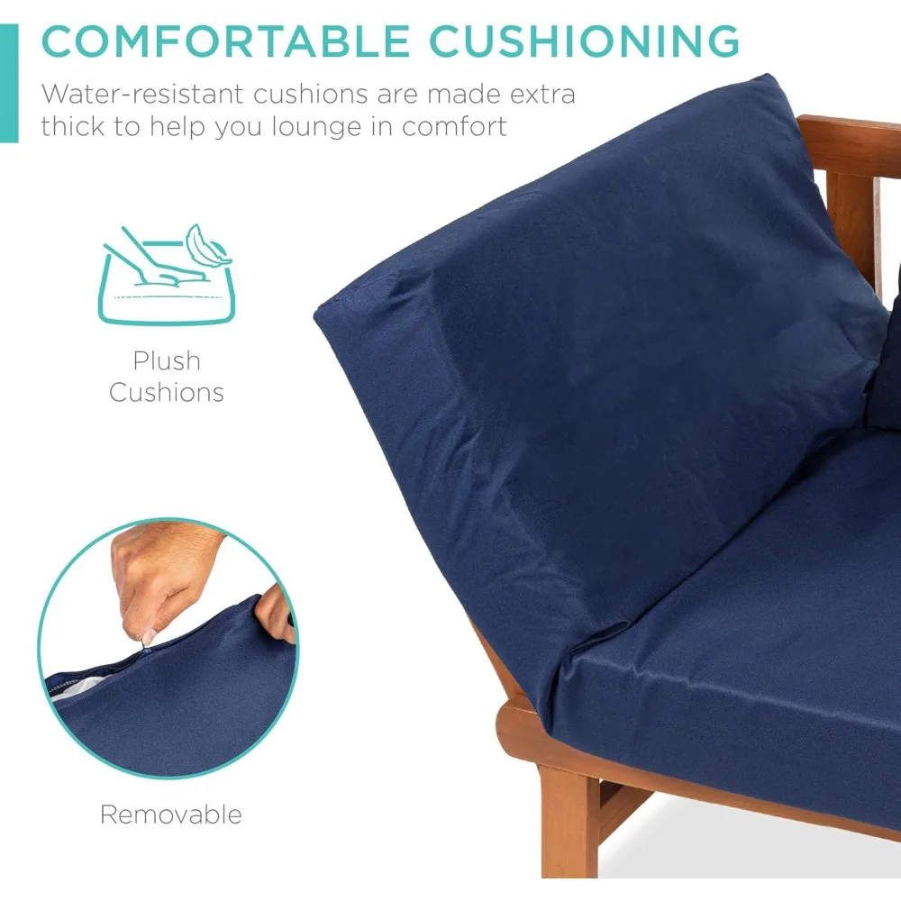 أريكة فوتون من خشب السنط الخارجية مع صينية قابلة للسحب لأثاث تحويل الفناء والشرفة بجانب حمام السباحة والفناء الخلفي #5