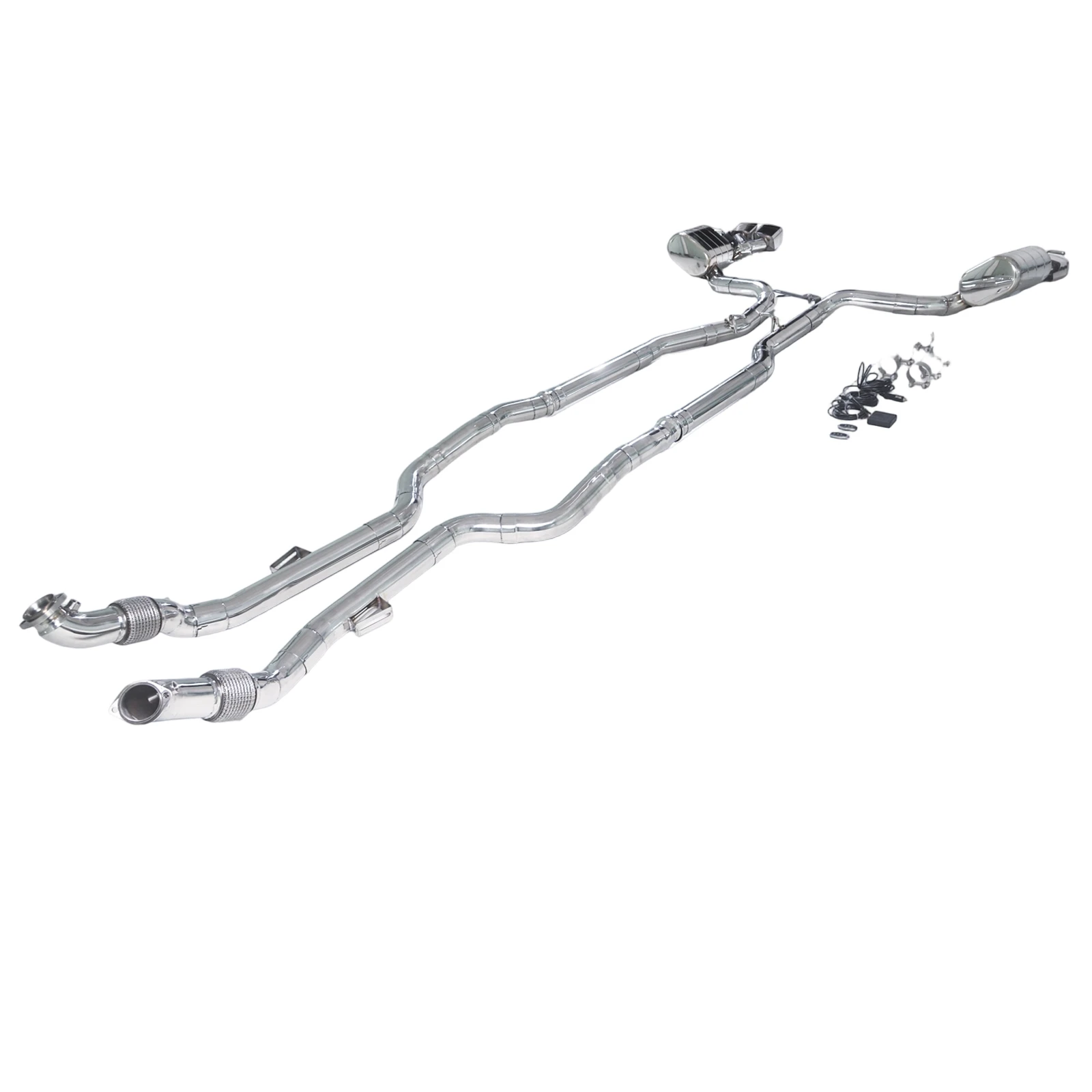 Catback Exhaust Muffler and Catless Downpipe for 2010~2017 AMG CLS63 C218 Car Electric Valve Exhaust System made of SUS304 Pipe