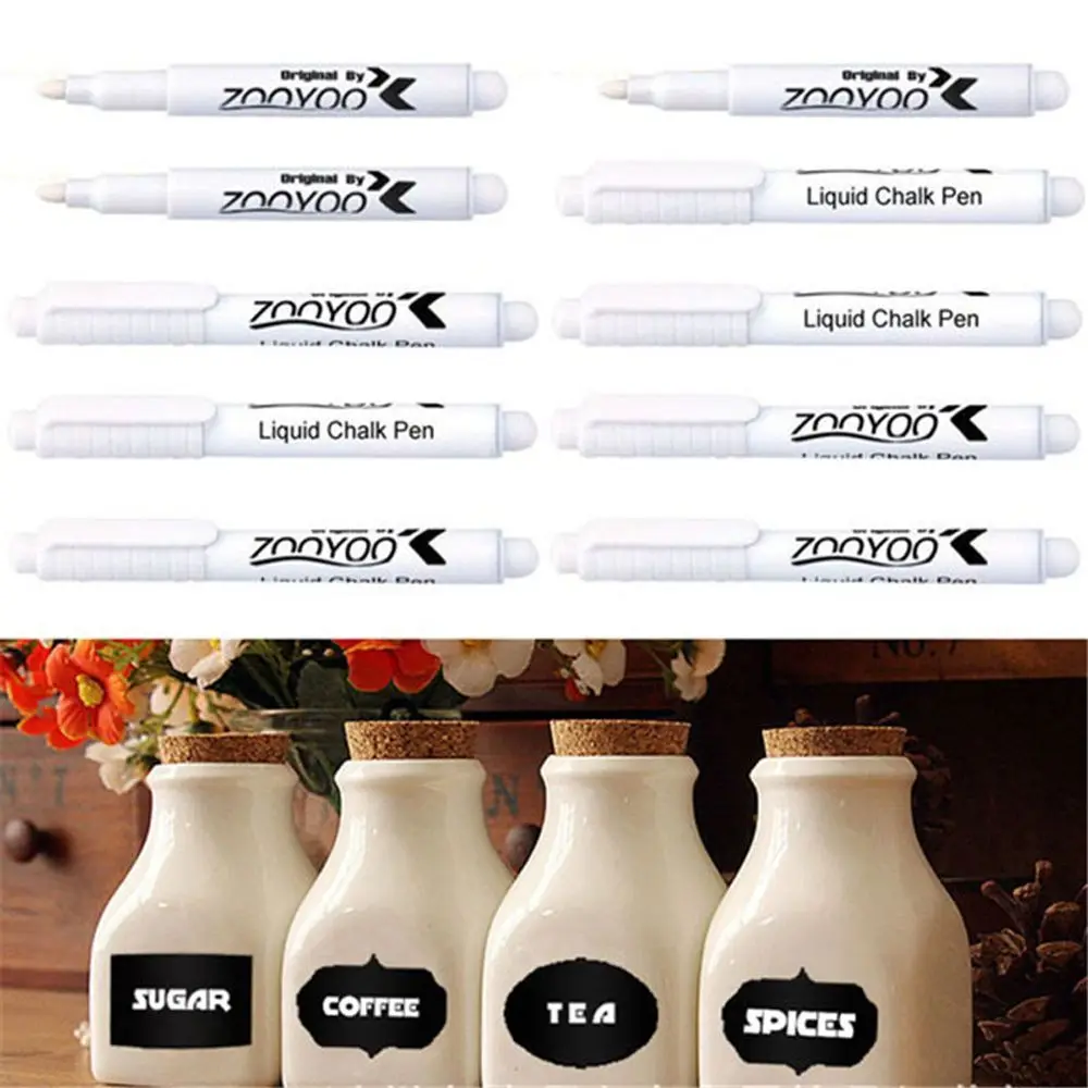 

White Convenient Creative Chalkboard Pen Erasable Office Supplies Marker Pen Dustless Chalk Blackboard Pen Liquid Chalk Pen
