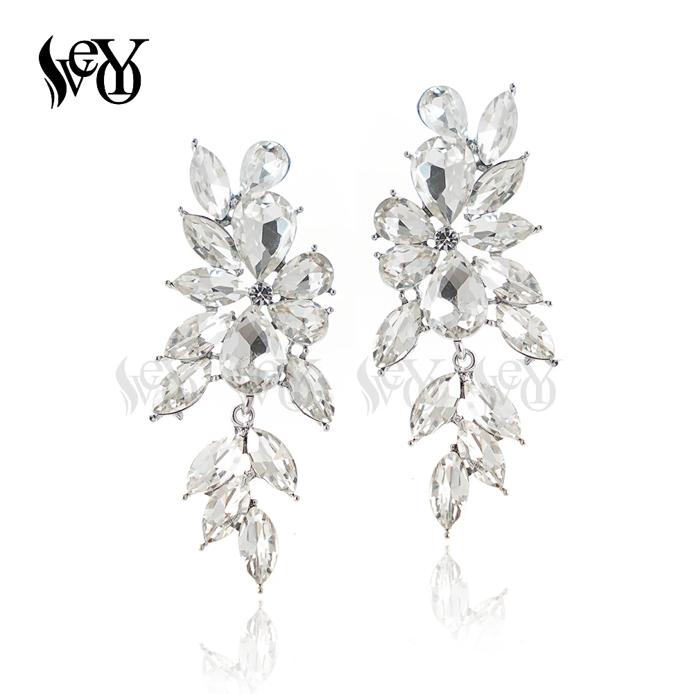 VEYO Trendy Long Crystal Drop Earrings Hyperbole Wedding Party Lady Dangle Earrings for Women Fashion Jewelry Gift Wholesale