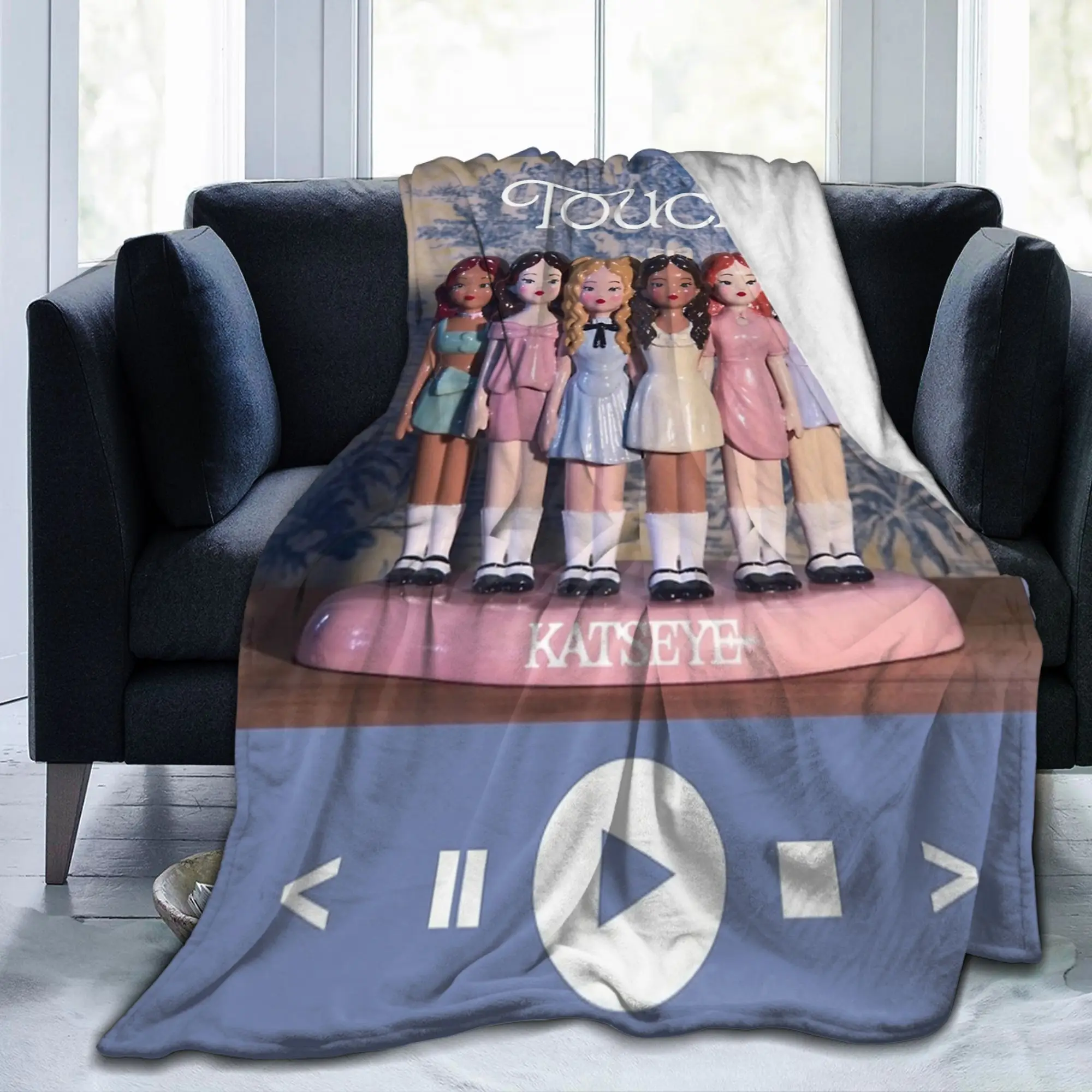 Touch Single Katseye Blanket Flannel  Winter   Multifunction Soft Throw Blankets for Sofa Outdoor Bedspread
