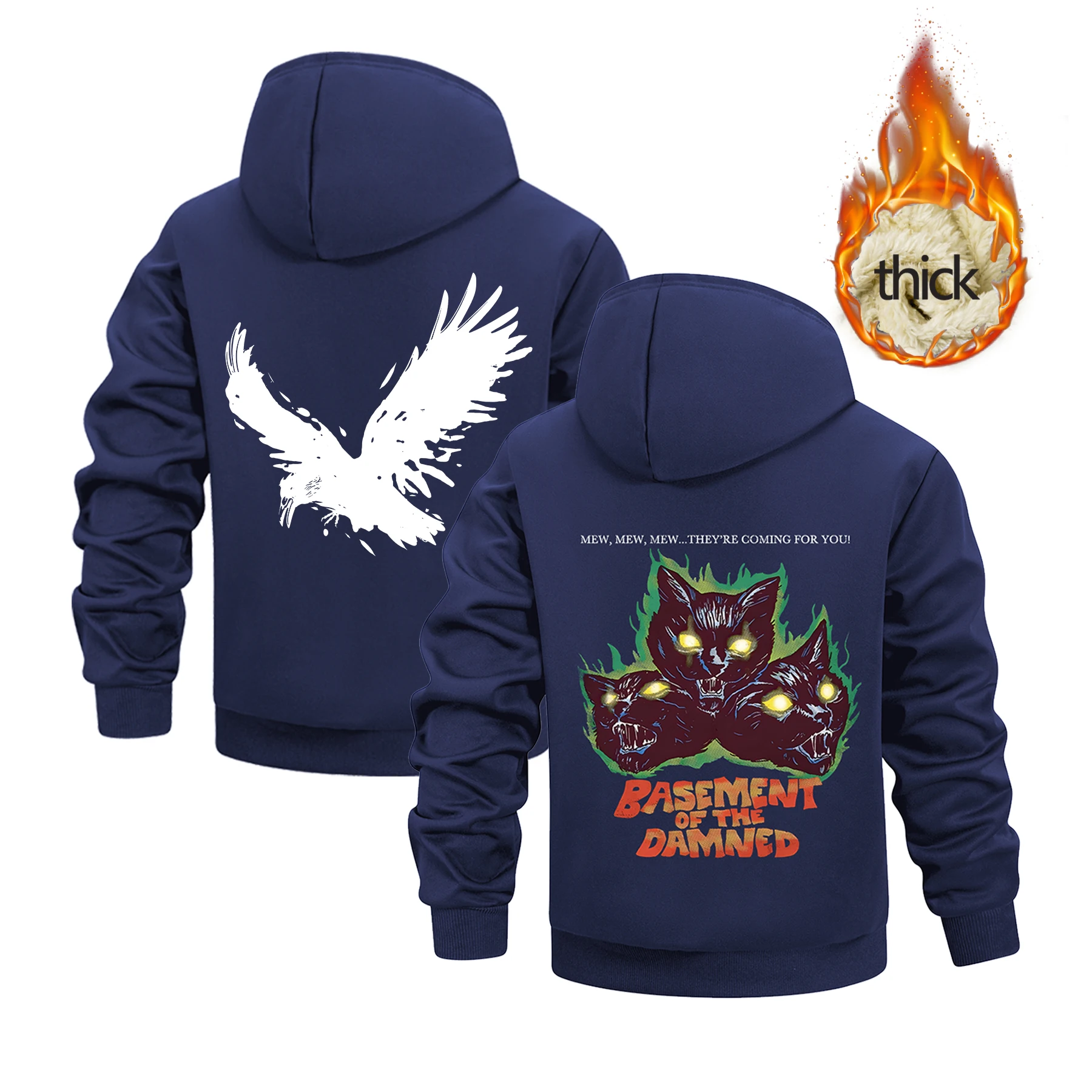 Men's Winter Zipper Hoodie Thickened Warm Fashion Printed Casual Hoodie Thick Multi Functional Daily Commut Simple Top