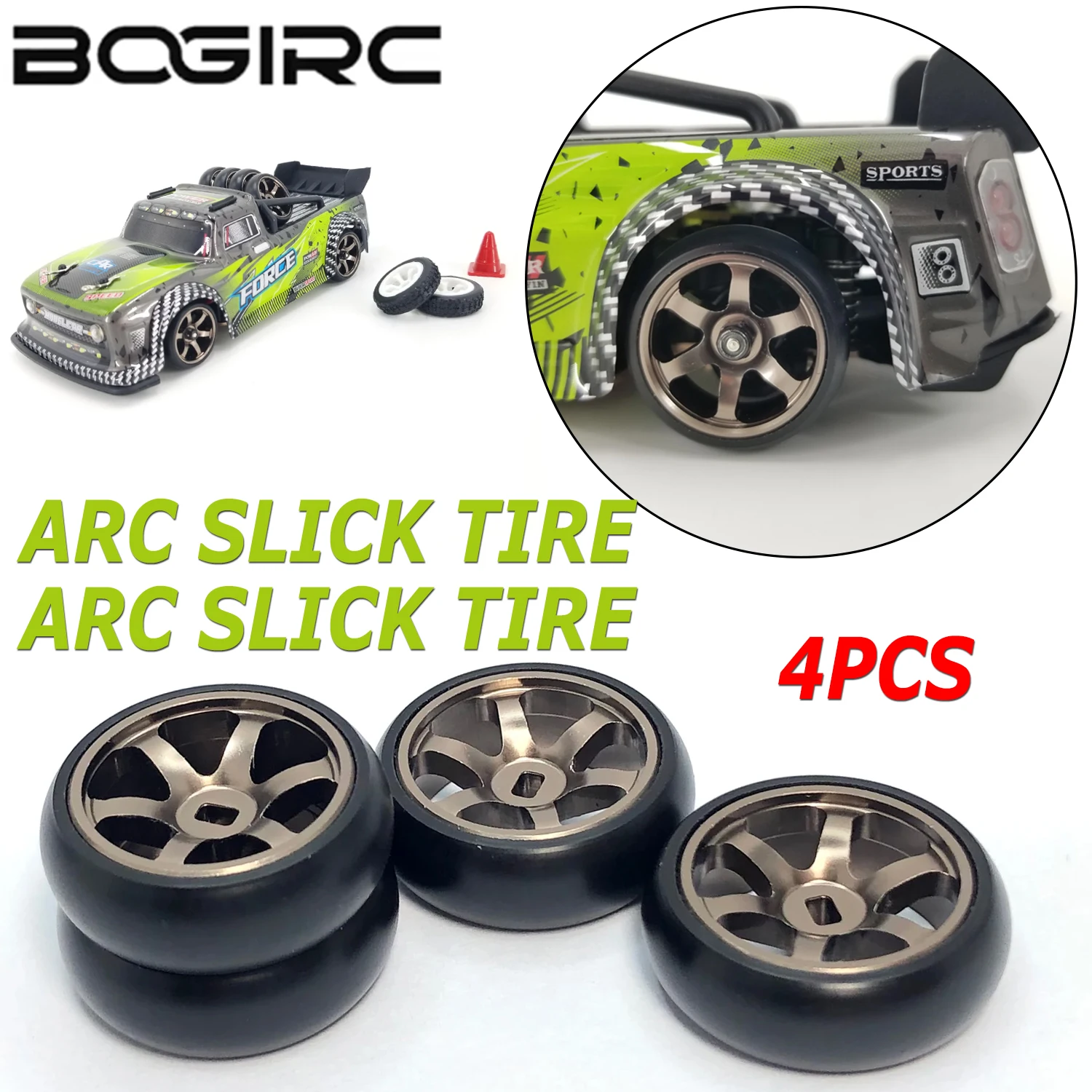 Llantas Metálicas BOGIRC ARC Slick, 4 Piezas, 1/28, Mejora para Coche RC 1/28 Wltoys 284131 K969 K989 Drift KYOSHO Mini-z Mini-d Mini-q