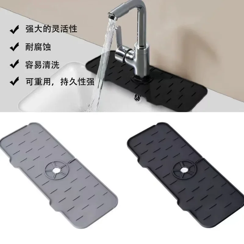 Kitchen Faucet Mat Sink Draining Pad Water Drying Pads Splash Water Catcher Mat Splash Proof Silicone Pad Sink Counter Pad