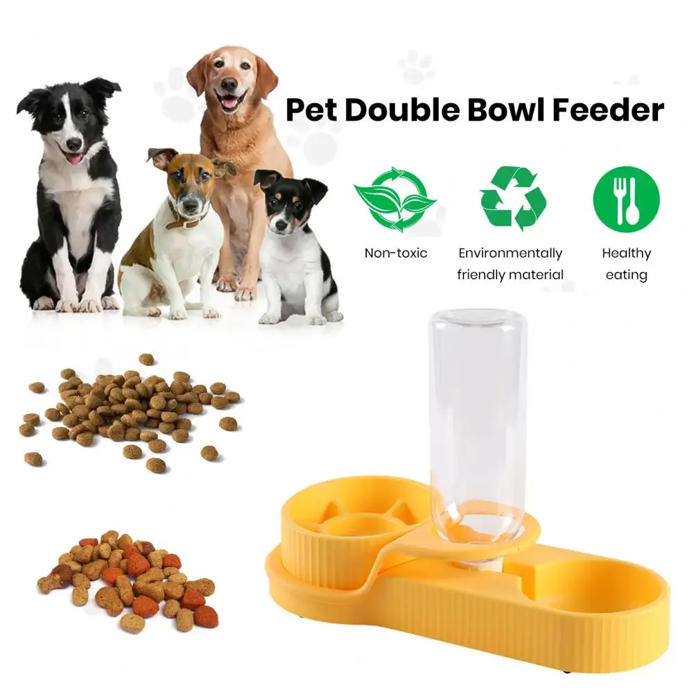 Automatic Pet Water Dispenser, Double Bowl Stand, Leak-Proof, Transparent Water Volume, Feeder for Cats and Dogs