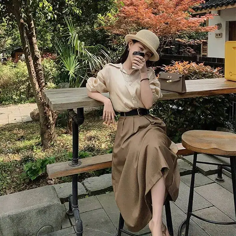 

2026 весенний женский элегантный офисный комплект из 2 предметов, юбка в зрелом стиле, элитная длинная юбка для работы и поездок на работу