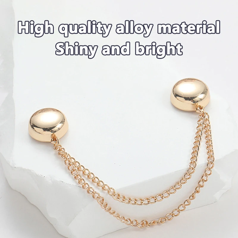 2Pcs Multi-Function Magnetic Clothing Clip With Chain Metal Buttons Clip Clothes Scarf Trouser Legs Cuff Fixing Magnet Pin