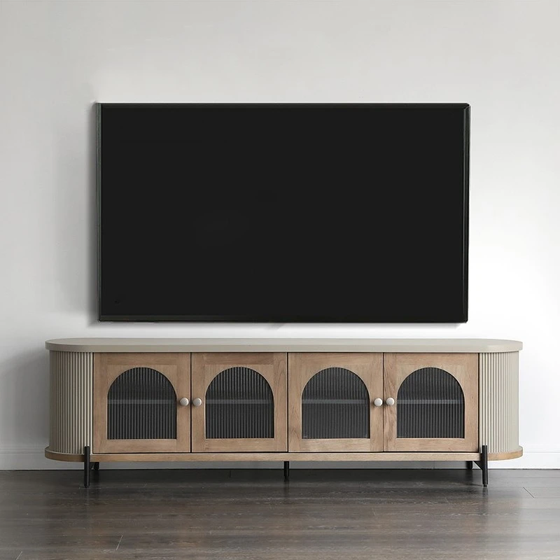 

Nordic light luxury retro solid wood glass creative designer furniture living room hotel decoration TV cabinet