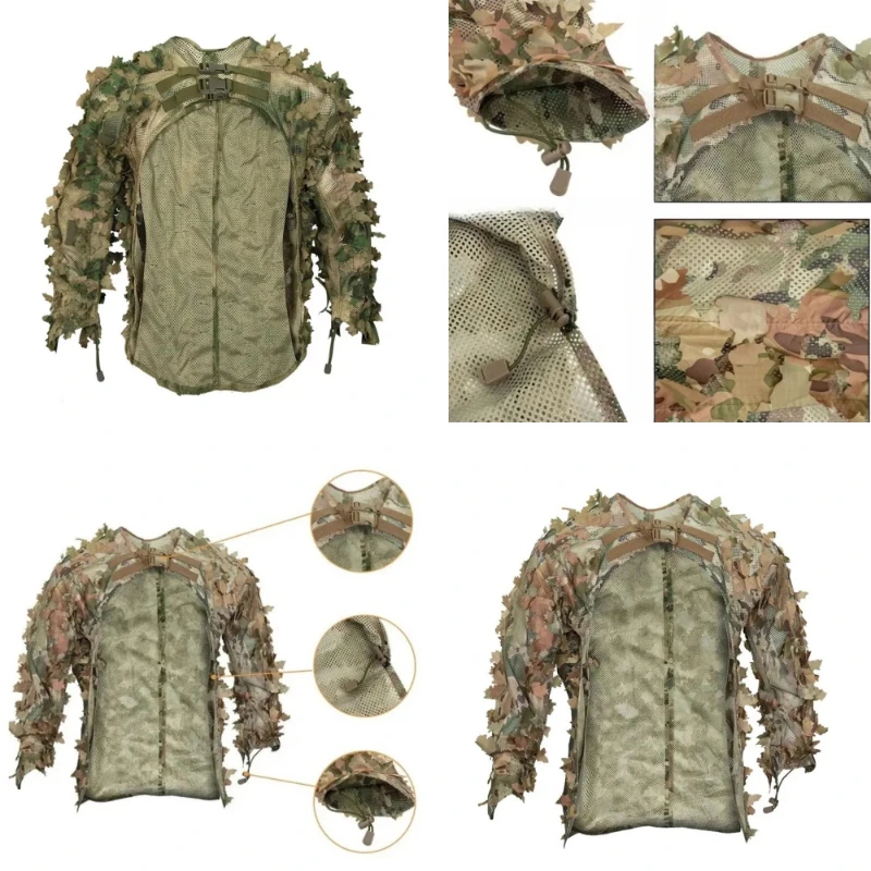 

Tactics Leaf Camouflage Cloak Hunting Clothes Mesh Aldult Camuflaje Airsoft CS Shooting Suit Outdoor Hunting Equipment