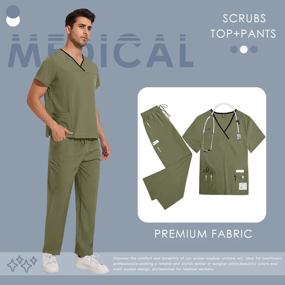 หลากสีU Nisex Workwearแขนสั้นขัดชุดร้านขายยาช่องปากทันตกรรมเสื้อผ้าทํางานโรงพยาบาลหมอศัลยกรรมเครื่องแบบชุดแพทย์