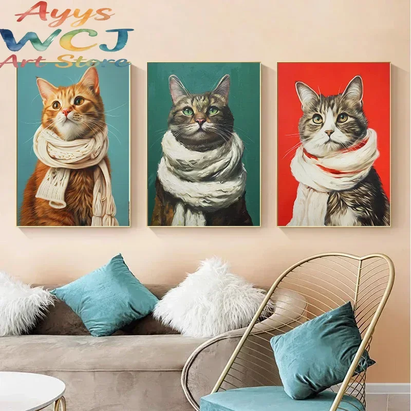 Pósteres e impresiones vintage de animales lindos, conejos, perros, gatos, cerdos, patos, impresión en lienzo, imagen artística de pared para decoración del hogar y sala de estar