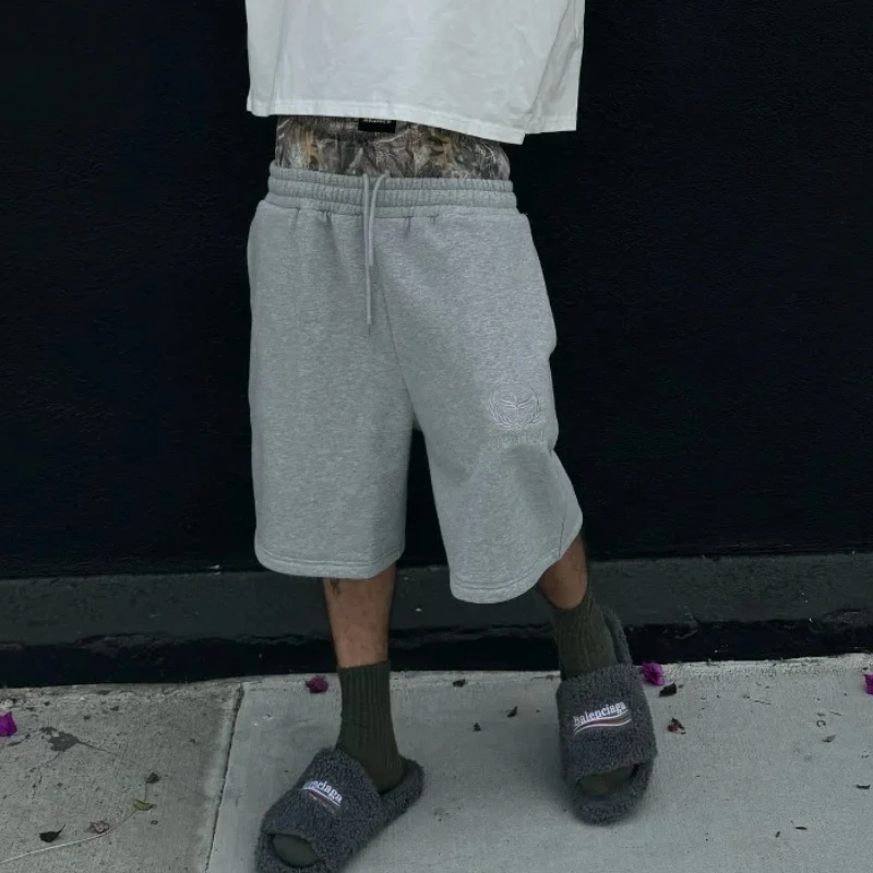 

Y2K Ретро шорты с камуфляжным узором и двойной талией, уличная одежда с вышивкой для мужчин и женщин, Harajuku, повседневные боксеры в стиле хип-хоп, спортивные шорты