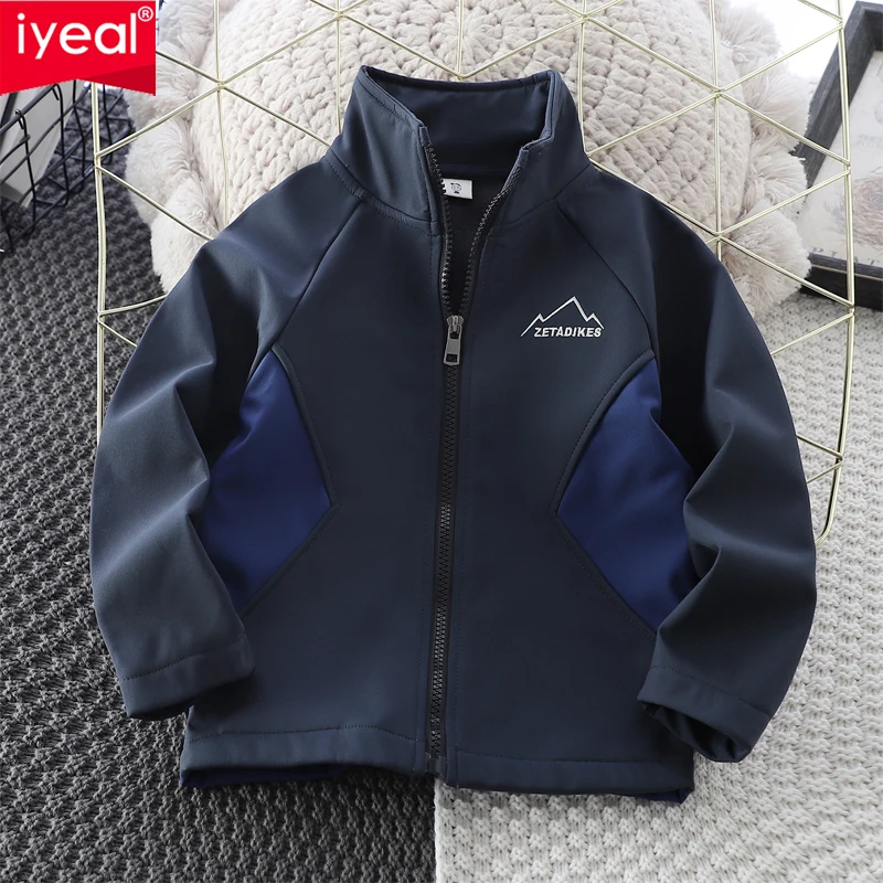 

IYEAL Boys' Baseball Jacket, Teenage Boys' Warm Fleece Zipper Jacket, Thick Autumn Style Children's Boys' Fashionable Jacket