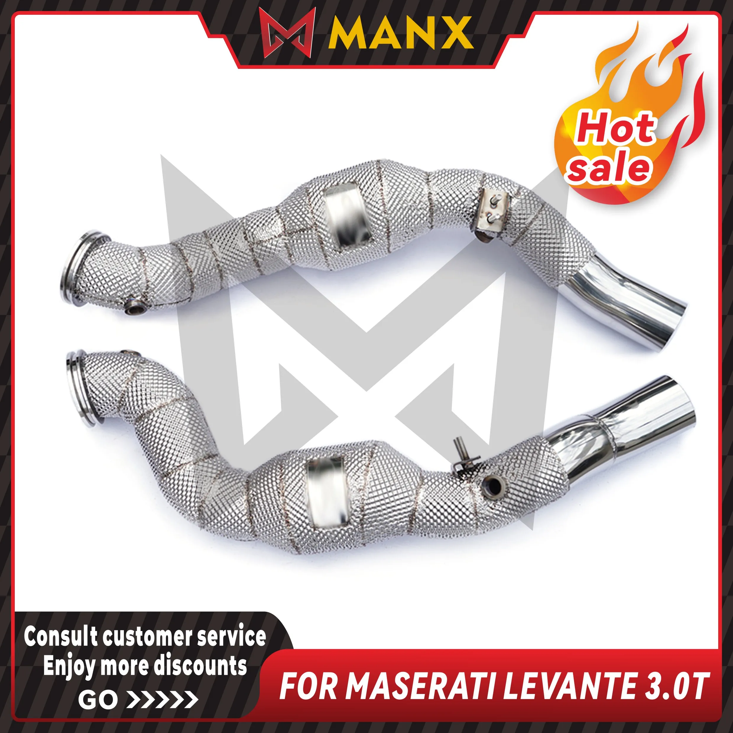 MANX Car Exhaust system for MASERATI LEVANTE 3.0T Catalyzed Downpipe Catless Downpipe Stainless steels exhaust pipe