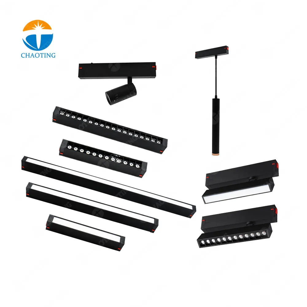 Magnetic Track Light Recessed Linear Ceiling Adjustable Spotlight Grille Fold Spot Lights 220V Commerical Magnetic Light Track