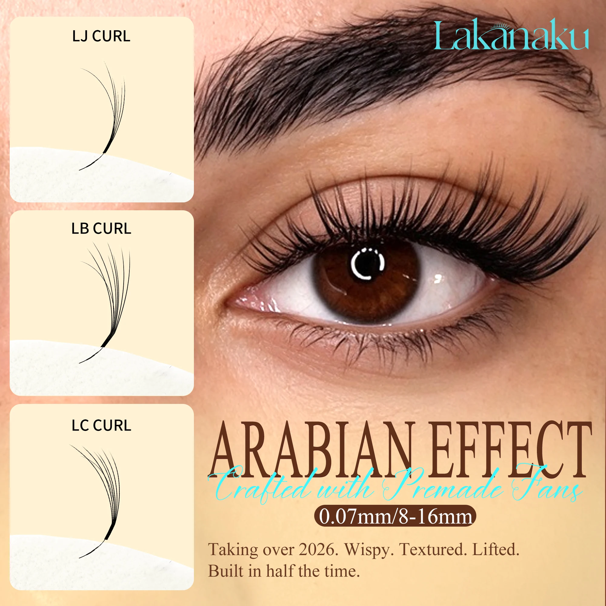 LAKANAKU Arabian Effect LB LC CURL Camellia Lashes Pre-bundled Lash Spikes Lashes Manhua Lashes Wispy Set Multi Layer Eyelashes