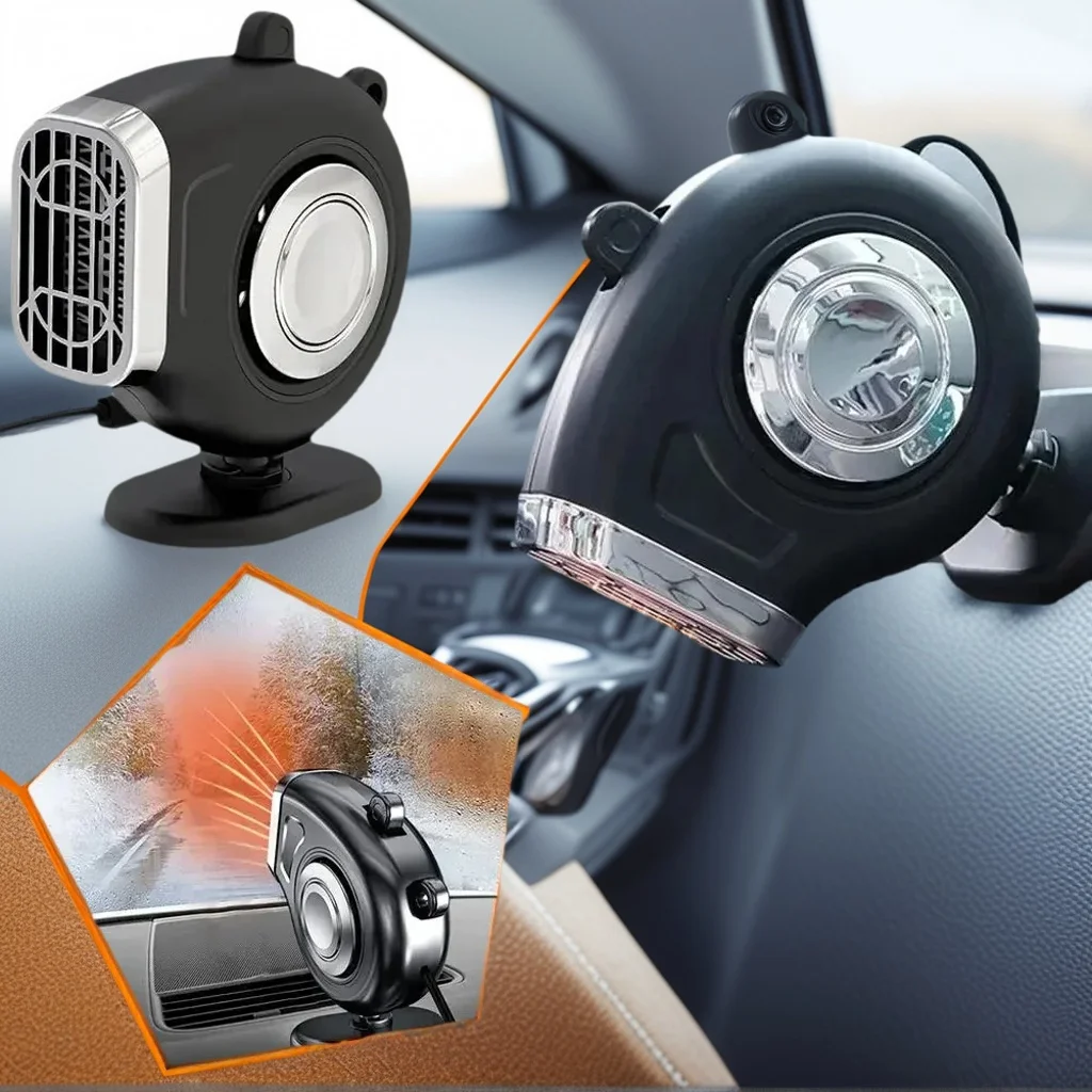 سخان سيارة مزدوج 12 فولت - 360 °   مزيل الصقيع الدوار 3 سرعات