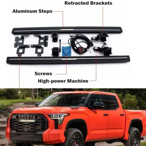 Electric Side Step Deployed Running Board for Toyota New Tundra 2022 2023 4D Power Retractable Side Bar