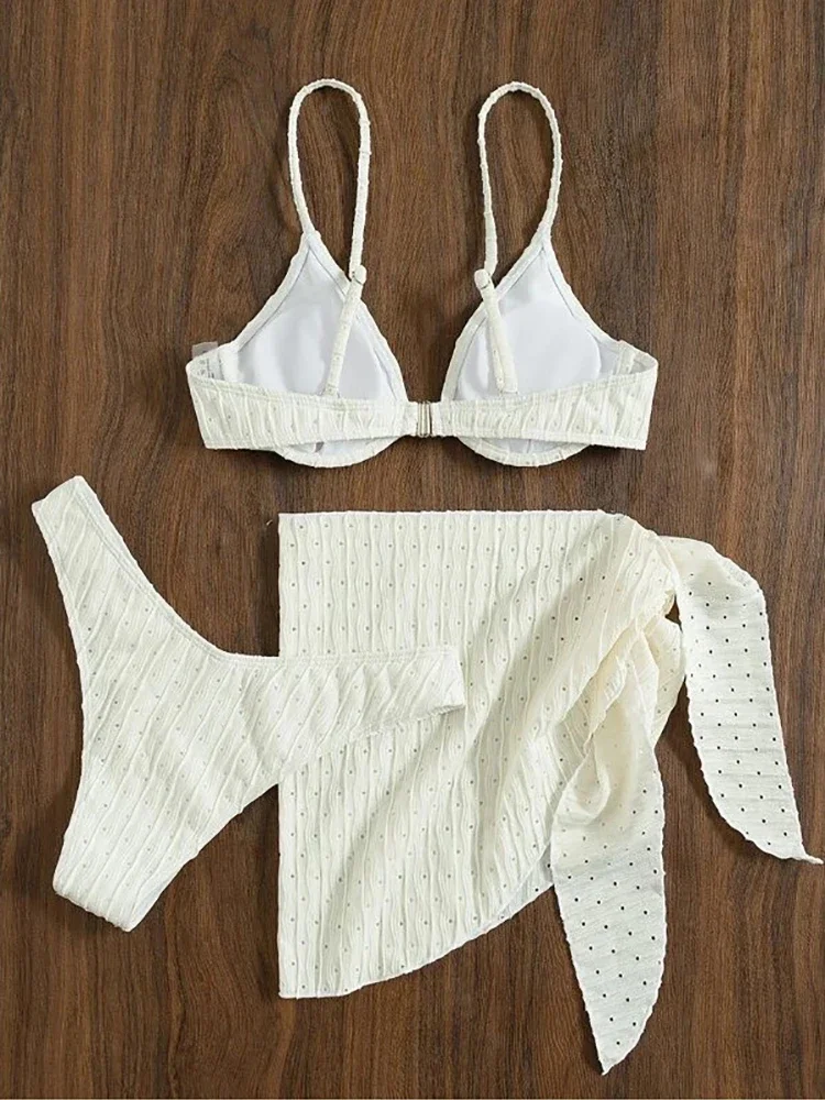 2023 Sexy Solid Bandage Bikini Low Waist Three Pieces Swimsuit Women  Brazilian Swimwear Female Beachwear Bathing Suit biquini