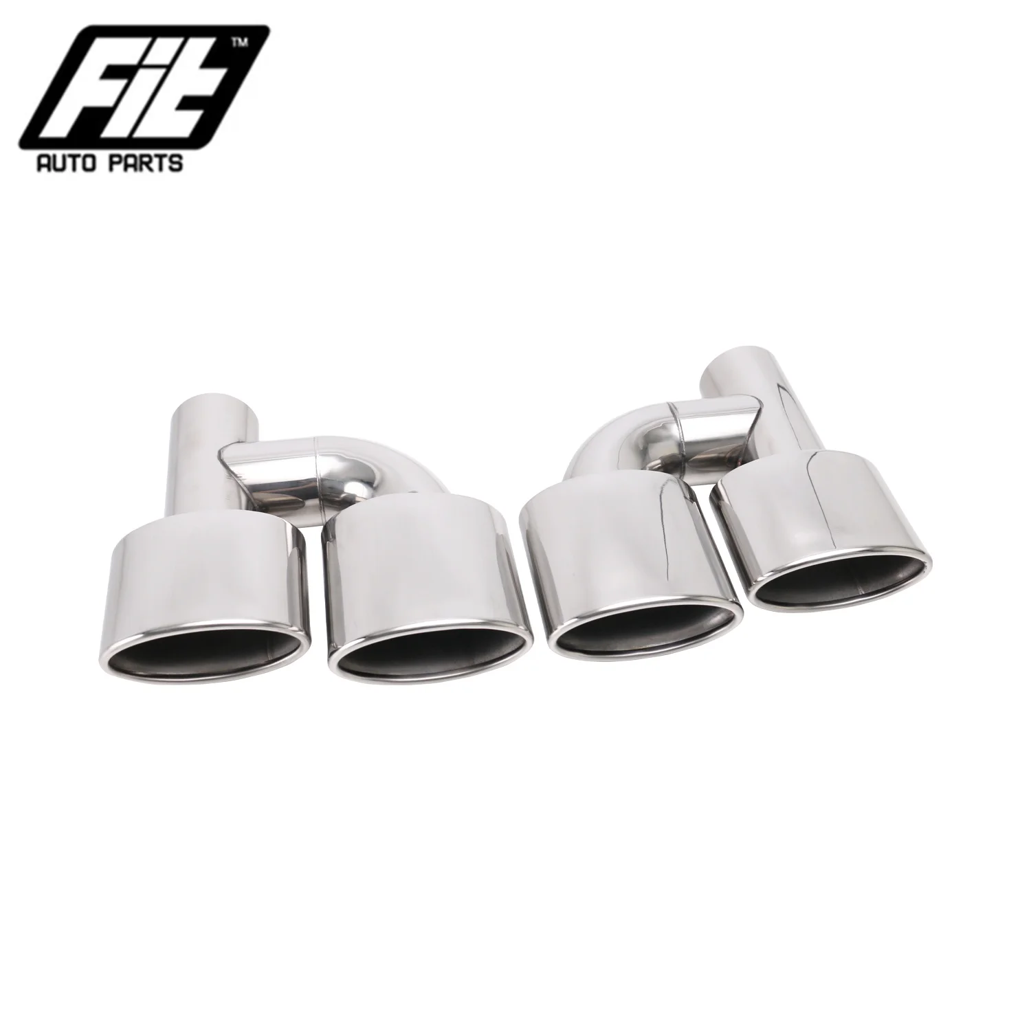 2PCS Car Exhaust Pipe Throat Tailpipes H Style Stainless Steel Dual Exhaust Tips for W212 C63 with logo