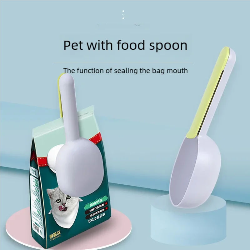 Multifunctional Pet Food Spoon Shovel with Sealed Bag Clip - Creative Measuring Cup Curved Design Easy to Clean for Dogs And Cat