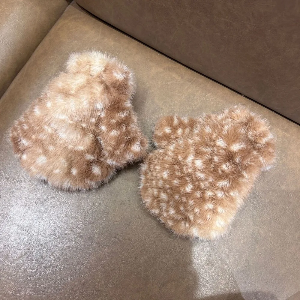 

Модные утолщенные перчатки с оленями, морозостойкие теплые зимние перчатки, ветрозащитные перчатки с сенсорным экраном и полупальцами для женщин