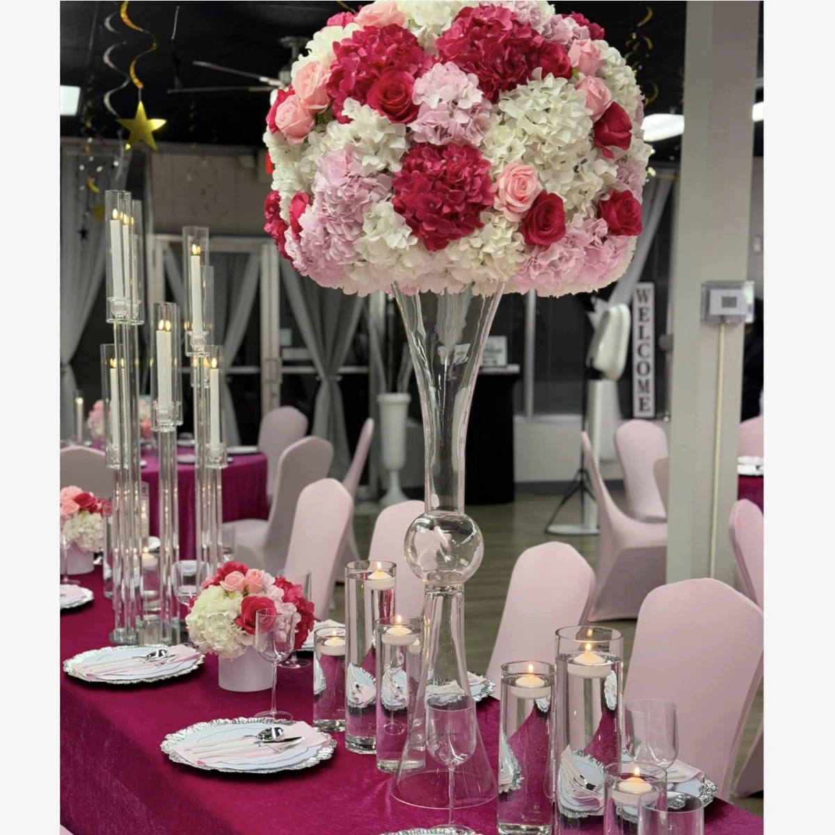 5pcs)transparent clear crystal banquet flower stand wedding centrepieces for wedding table center pieces flower stand 1557