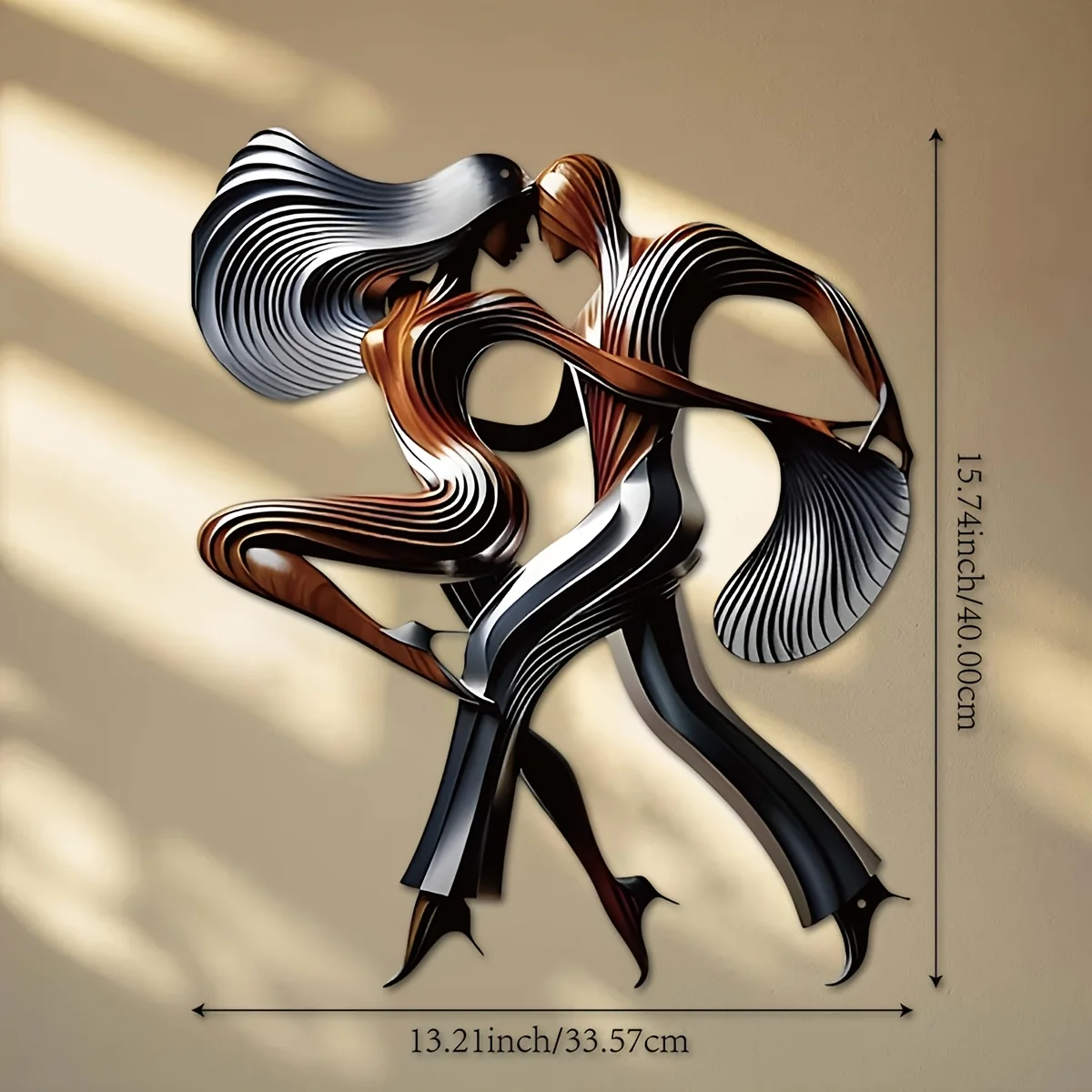 1pc Modern Dancing Couple Metal Wall Art 15.74*13.21in Wall Sculpture Home Balcony Patio Decor Artwork, Housewarming Wedding Gif