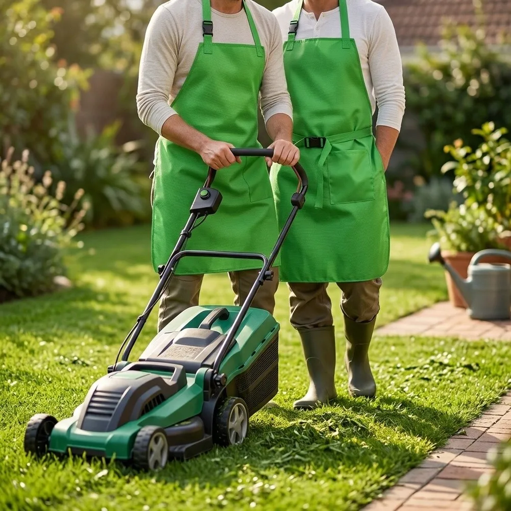 Green For Lawn Mower Gardening Apron - 300D Oxford Lower Protection Breathable Mesh Upper Fully Adjustable Fit