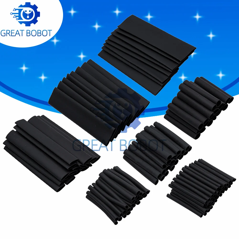 127PCS Black 2–13mm Heat Shrink Tubes Assortment - High-Quality Electrical Insulation Sleeving