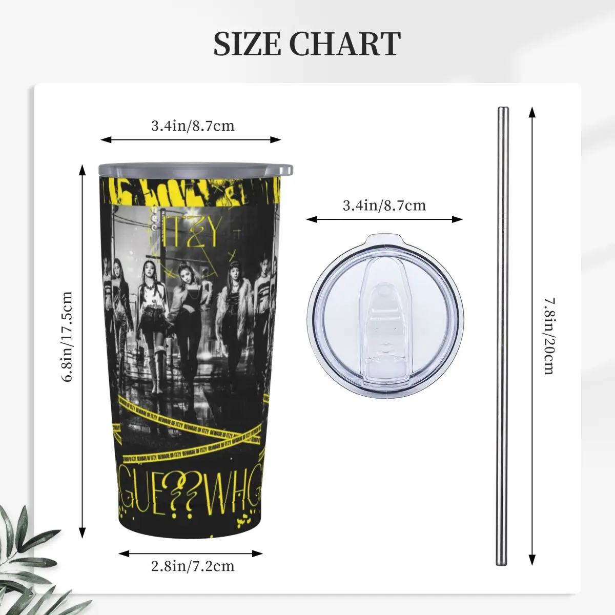 Kpop Itzy-Girl Group Idol Stainless Steel Tumbler Vacuum Insulated Mug Thermal Cold Cups Straws With Lid 20oz