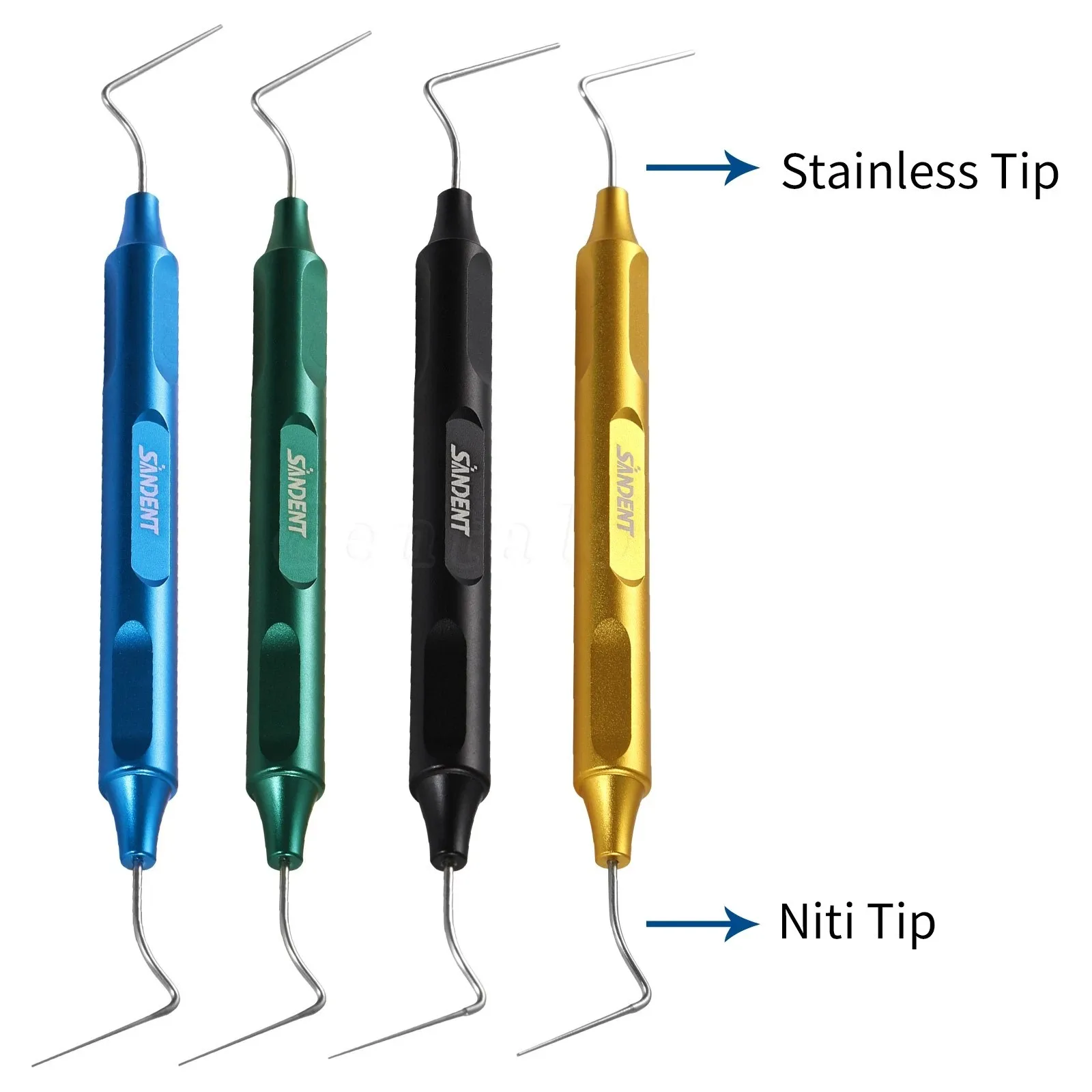 4PCS Dental Endo Condenser Gutta Percha Tips NITI Stainless Hand Plugger Set 30-100