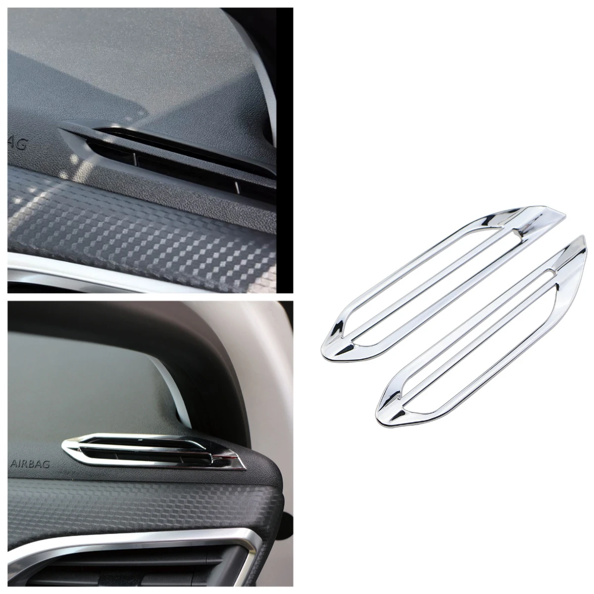 ABS Chrome Car Interior Air Conditioning Grille Trim for Peugeot 2008 208 2013-2018 Outlet Cover Sequins Sticker Accessories