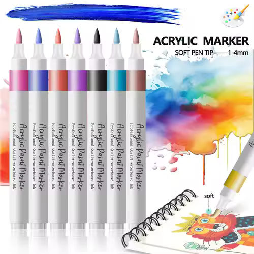 12/24 Colors Soft Headed Different Color Acrylic Marker Pen, Color Art Graffiti Pen, Waterproof, Opaque, Water-Based Soft Headed - Image 6
