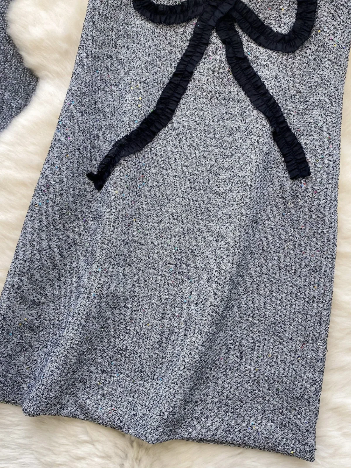 가을 겨울 신상 여성 고급 감성 스몰 프래그런스 윈드 나비 매듭 자수 루즈 슬림 A라인 베스트 드레스