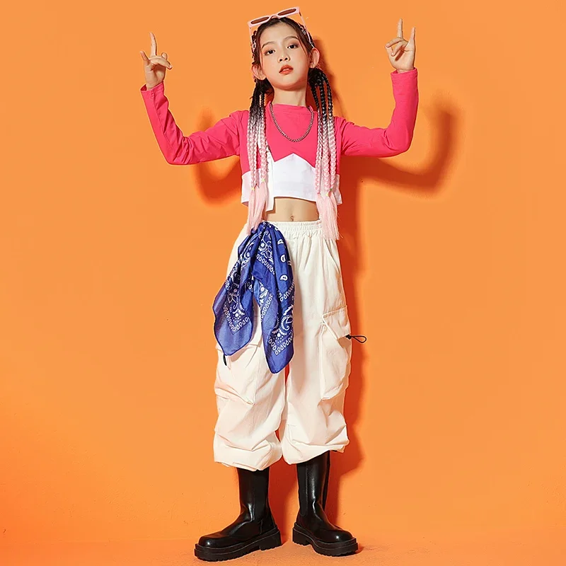 زي kpo المسرحي للأطفال ، توب وردي أخضر ، بنطلون كارجو للفتيات ، ملابس هيب هوب ، أزياء موسيقى الجاز الجماعية ، ملابس الشارع الهذيان ، SL7339