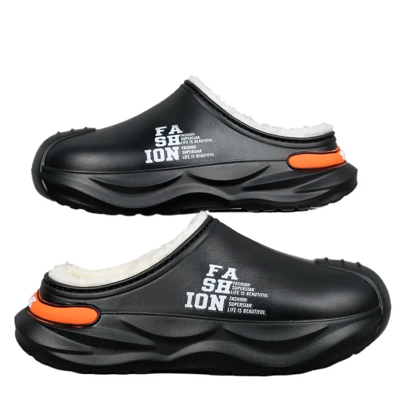 Zapatos de hombre, zapatos cálidos de invierno con forro de felpa, zapatillas de algodón para interiores, zapatos de plataforma para parejas, zapatos de cocina para exteriores, zapatillas impermeables para el hogar