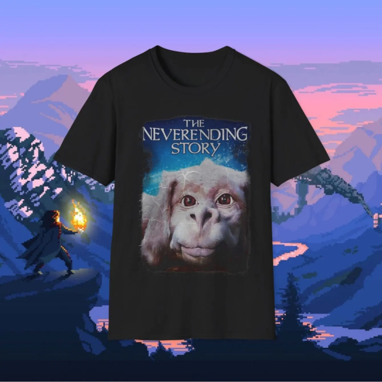 Neverending Story Falcor T-Shirt Iconic Horse-Like Luck Dragon Print Y2K Retro 80s/90s Nostalgic Movie Tee Men Women All-Season