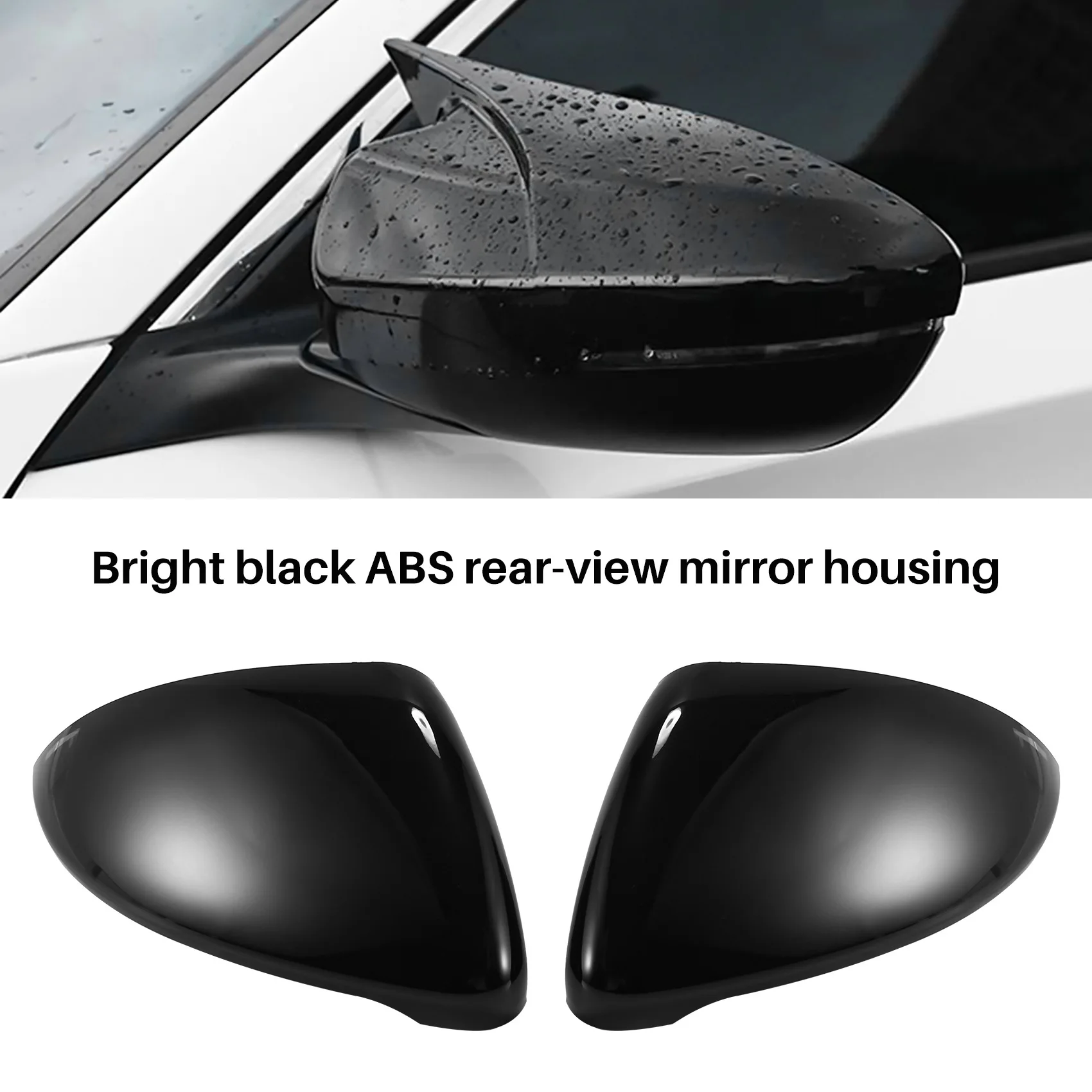 

Durable 2 Pieces Side Wing Caps Bright Black Rear View Mirror Cover