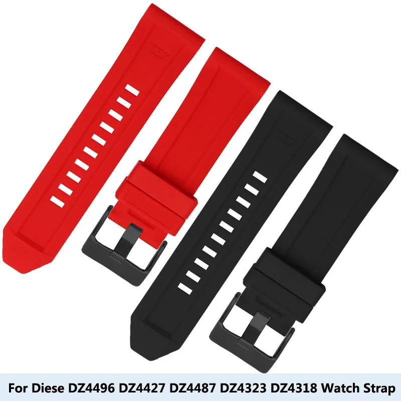 

Silicone Rubber Bracelet Watch Band 24mm 26mm 28mm For Diese DZ4496 DZ4427 DZ4487 DZ4323 DZ4318 DZ4305 Mens Watches Strap