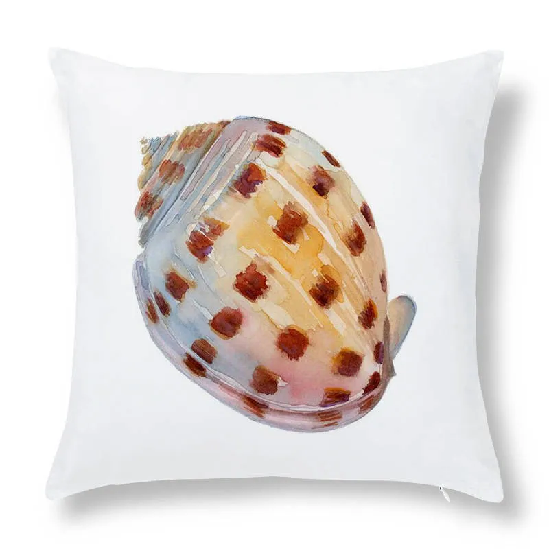 Seashell Conch Pattern Cushion Cover Marine Style Sofa Seat Pillow   Shell Print   