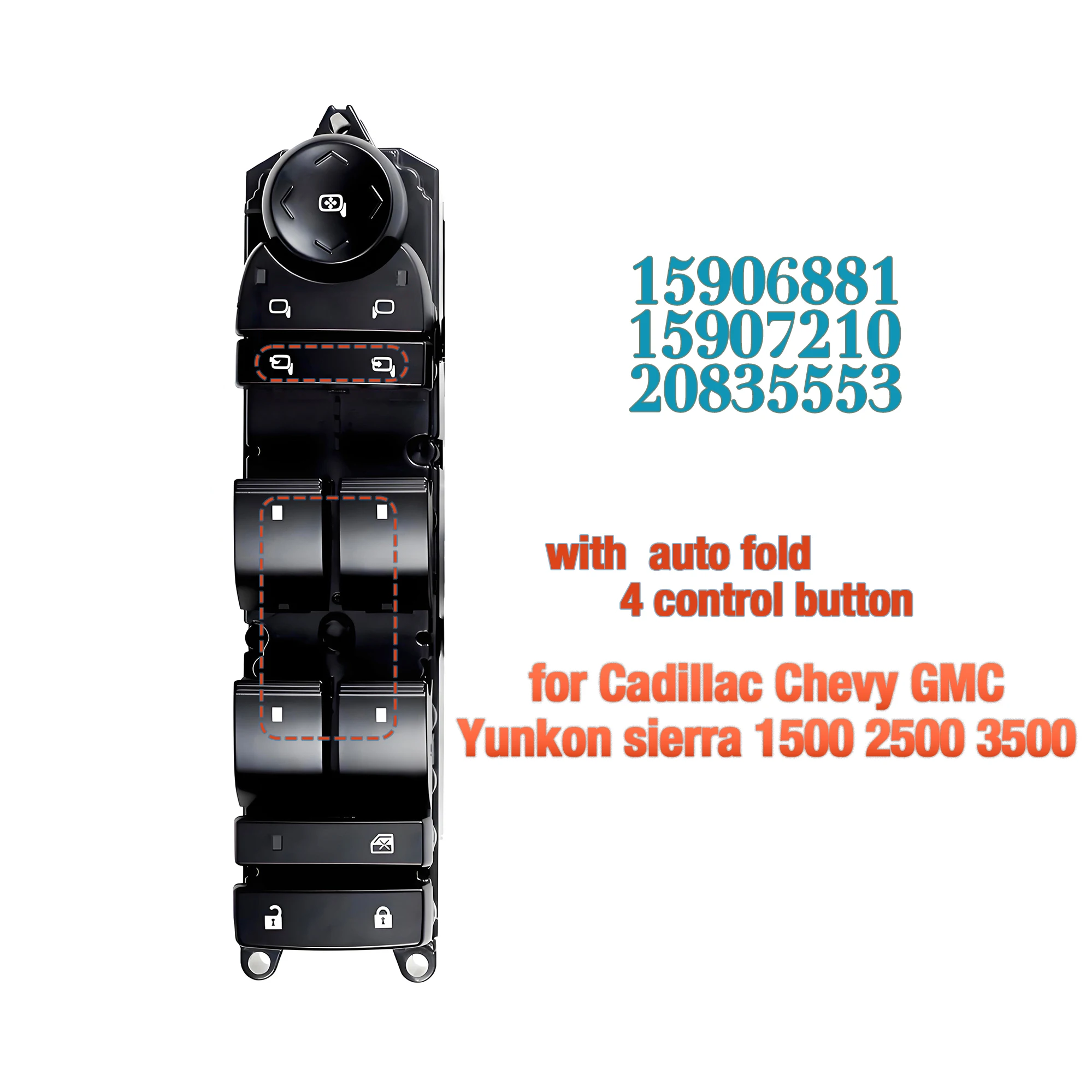 

15906881 20835553 Главная кнопка управления стеклоподъемником, для Cadillac Escalade, Chevy Silverado, GMC Yukon, Sierra 2007-2014