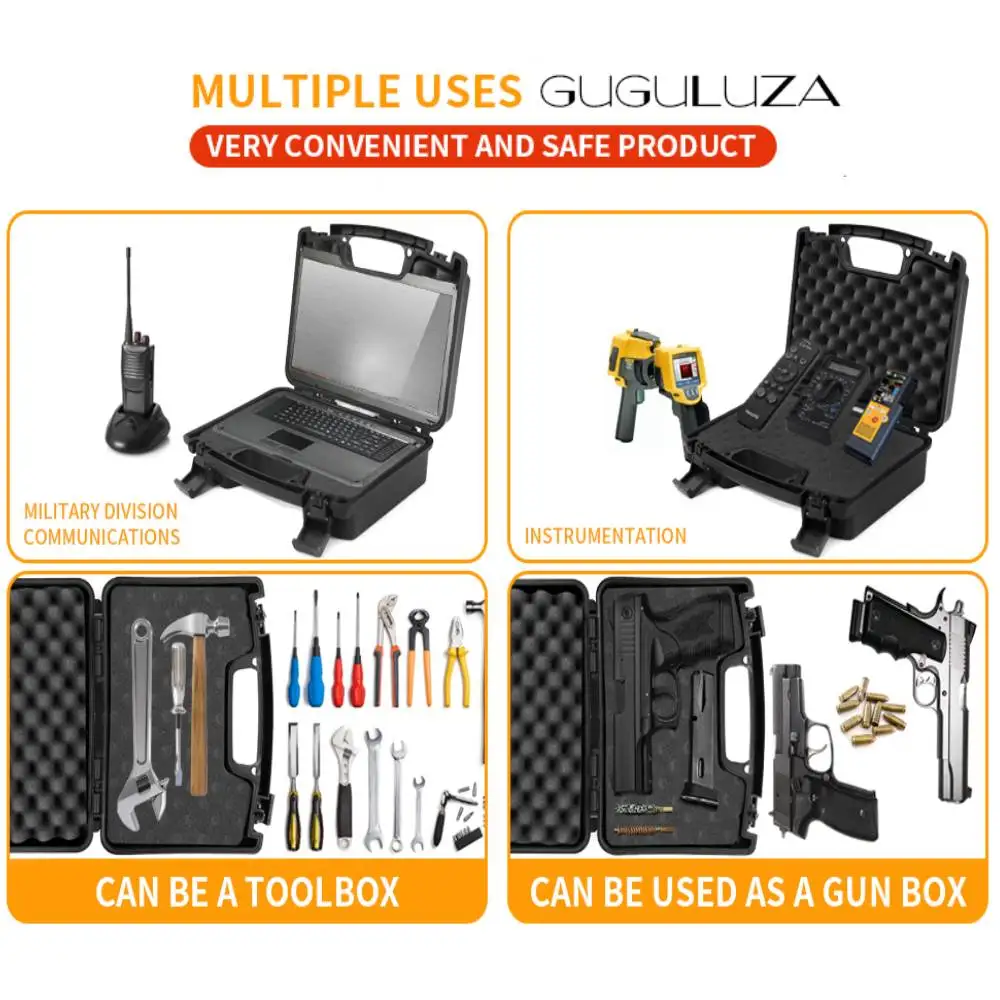 GUGULUZA ABS Gun Case Pistol with Foam Portable Storage Gun Box Lockable Waterproof Hard Gun Case for Hunting Airsoft Paintball view 5